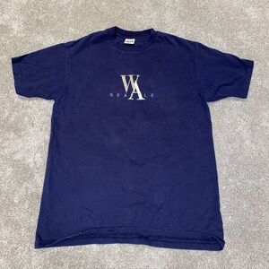 Vintage Anvil Seattle WA Single Stitch Navy‎ Blue T Shirt Size L Embroidered USA